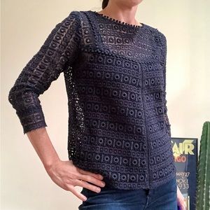 Sezane Navy Lace top Size 34